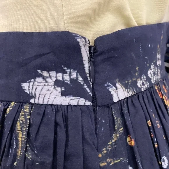 Dries Van Noten Aline Midi Skirt Floral Cotton Voile Deep Ocean Blue - Picture 7 of 14